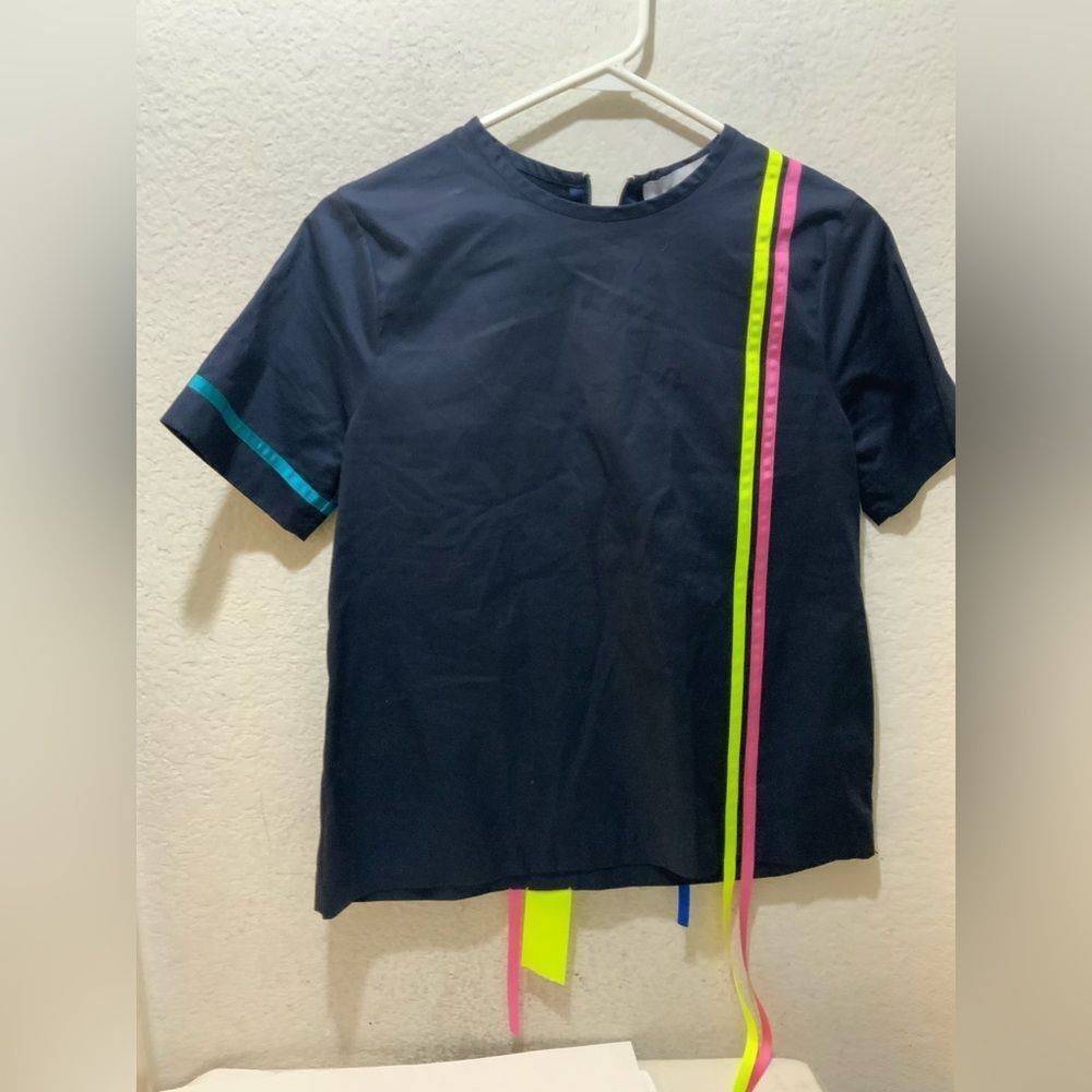 Mira Mikati top blue multicolor stripes size 38